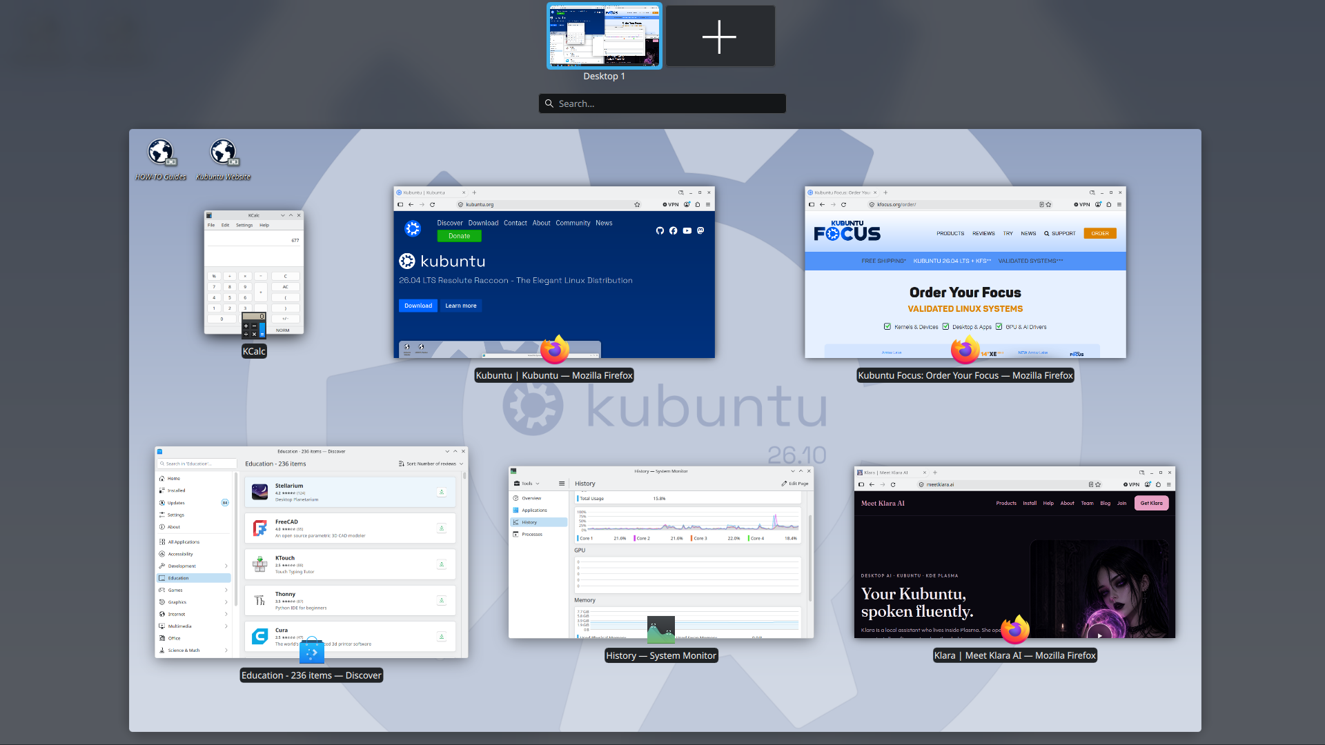 Overview (Meta+W) with window thumbnails