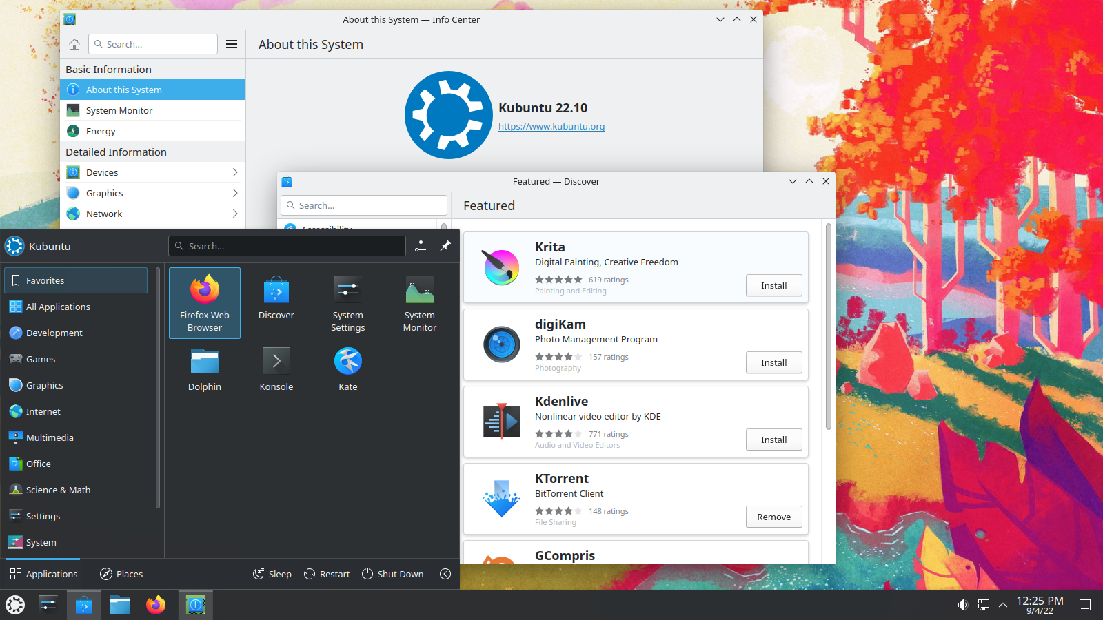KDE Plasma desktop 5.25 on Kubuntu 22.10 Beta